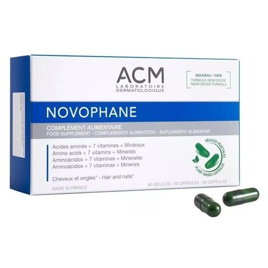 Tratamiento Capilar Novophane Caps de ACM para Pérdida de Cabello y Fragilidad de Uñas