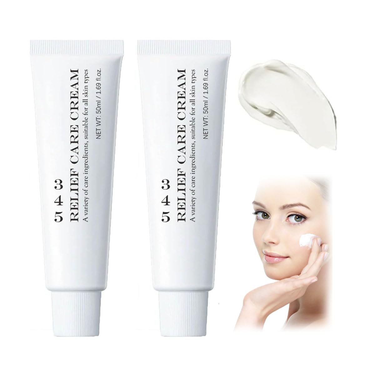 Crema Facial Reparadora Intensiva 345 Relief, Hidratante Calmante Coreana - 50ml (2 unidades) - ¡Recupera la salud y luminosidad de tu piel! - Cuidado facial de calidad con ingredientes naturales - ¡Atrévete a lucir radiante!