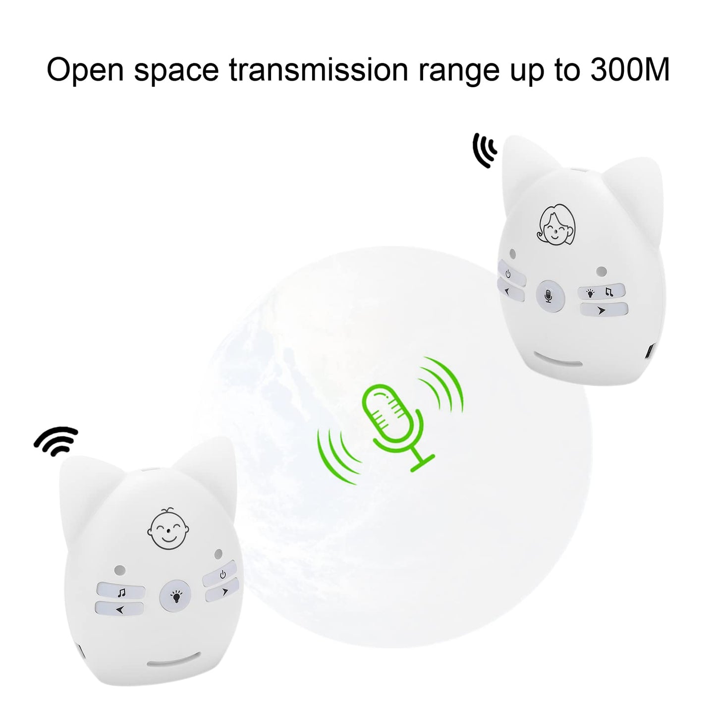 Monitor de Sonido para Bebés Blanco Ajustable Digital de Largo Alcance y Conversación Bidireccional
