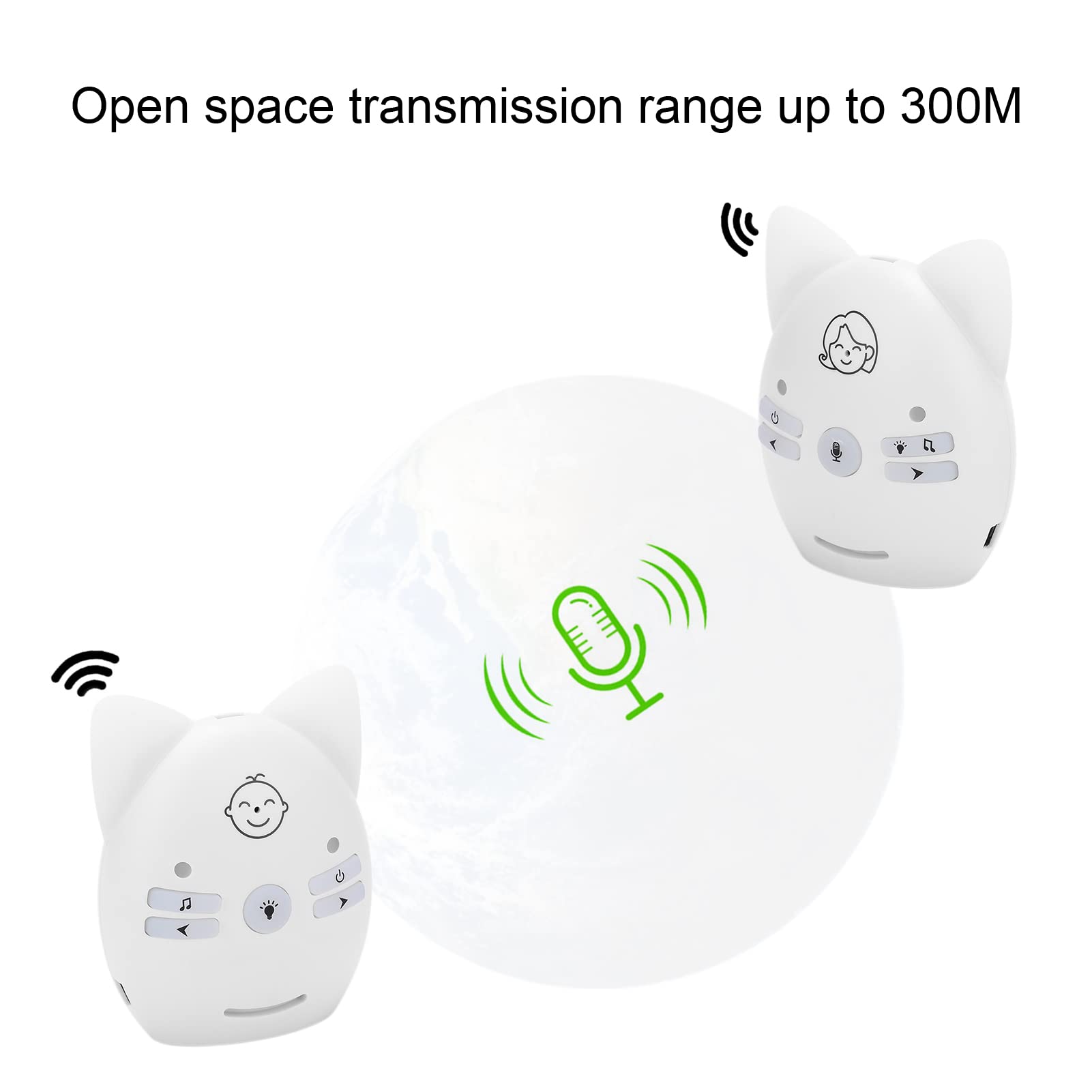 Monitor de Sonido para Bebés Blanco Ajustable Digital de Largo Alcance y Conversación Bidireccional
