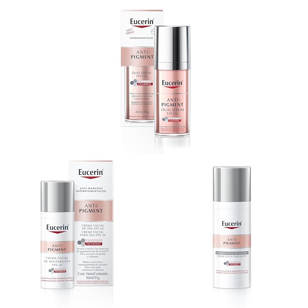 Eucerin Serum facial anti manchas Anti Pigment,30ml + Crema facial hidratante noche anti manchas Anti Pigment, 50ml + Antipigment Crema Día Fps 30+ 50ml