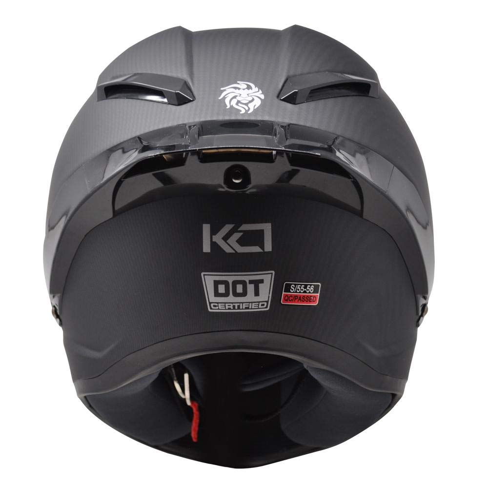 KOV Casco para Moto Integral KC1 Certificado Dot Estilo Carbono Deportivo (L)