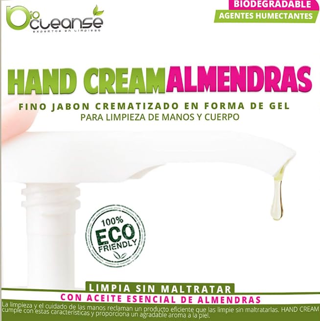 HAND CREAM ALMENDRAS Jabón Líquido de Manos Biodegradable con finos agentes humectantes tensoactivos emulsionantes. 20 Litros