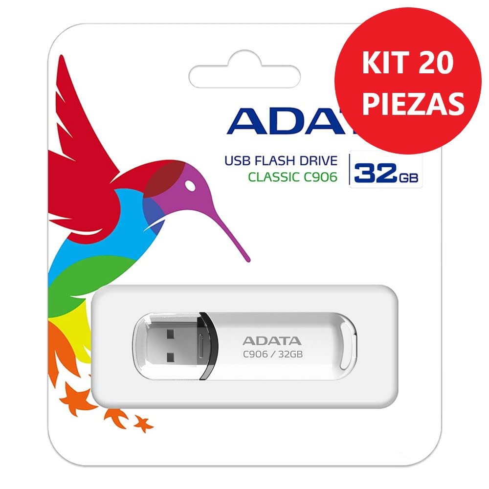 Kit de 20 USB 32GB C906 Blanco Alta Velocidad con Bordes Redondeados y Acabado Brillante