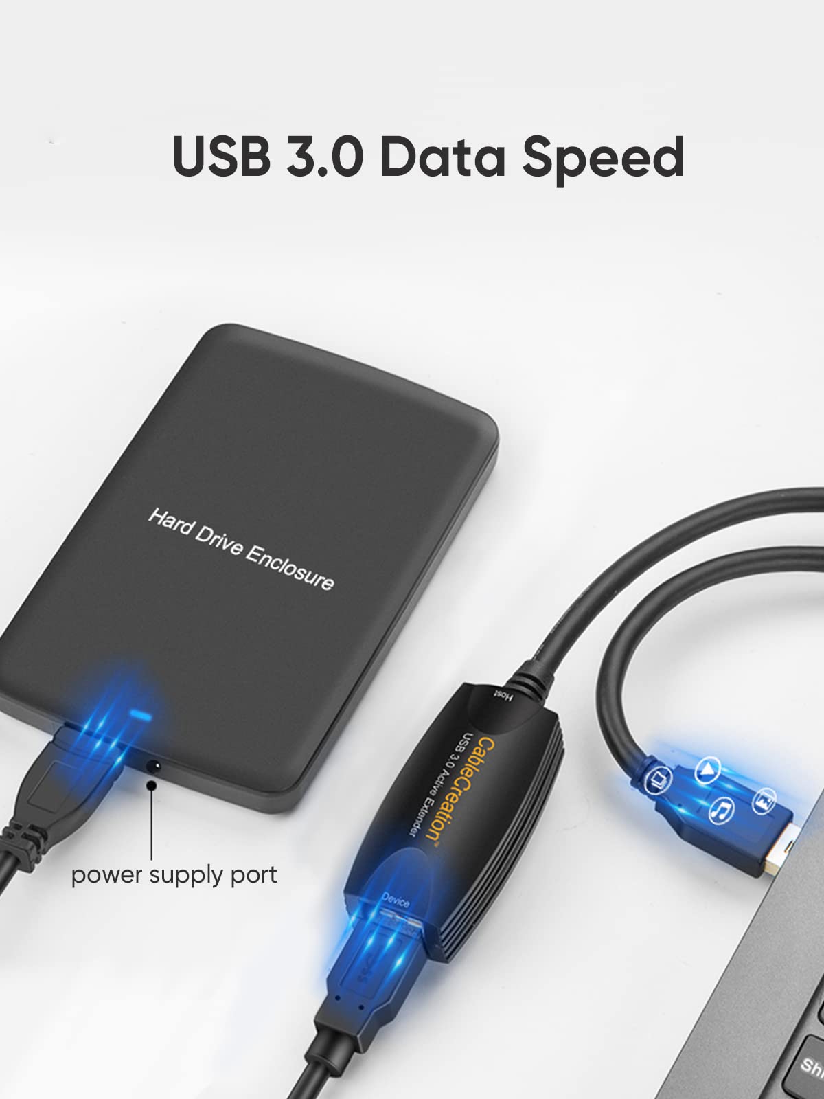CableCreation Cable de extensión USB 3.0 activo 5 metros, extensor USB 3.0 macho a hembra con amplificador de señal para Oculus Quest 2, sensor Rift, Steam VR, PC para juegos, impresora