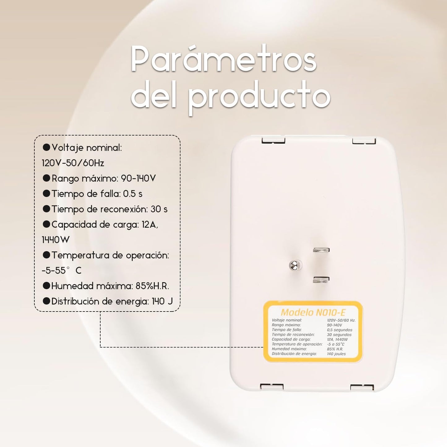 Protector de Voltaje de 3 Tomas Protege Contra Sobretensiones para Refrigerador, Congelador, Lavadora y Más