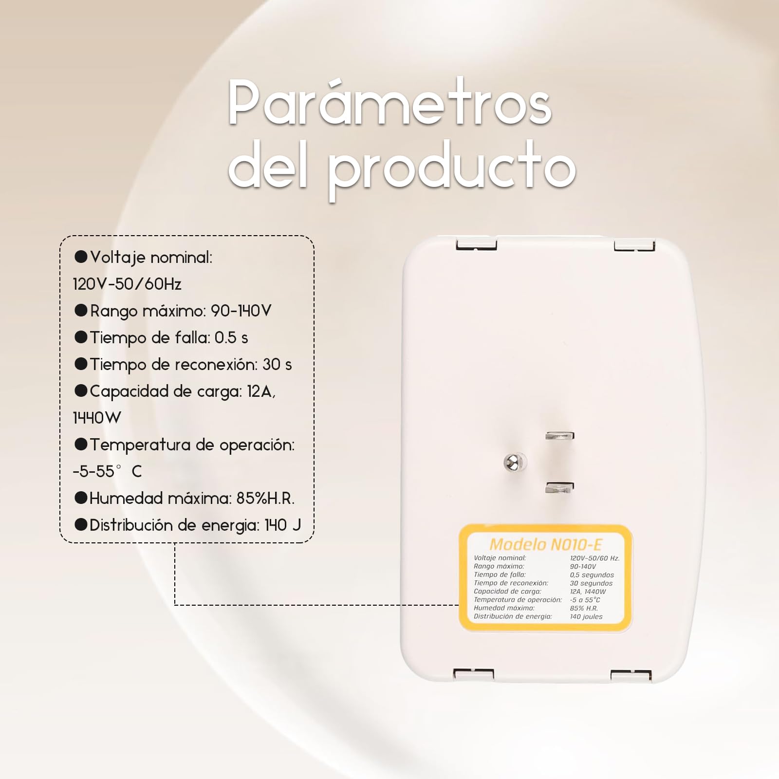 Protector de Voltaje de 3 Tomas Protege Contra Sobretensiones para Refrigerador, Congelador, Lavadora y Más