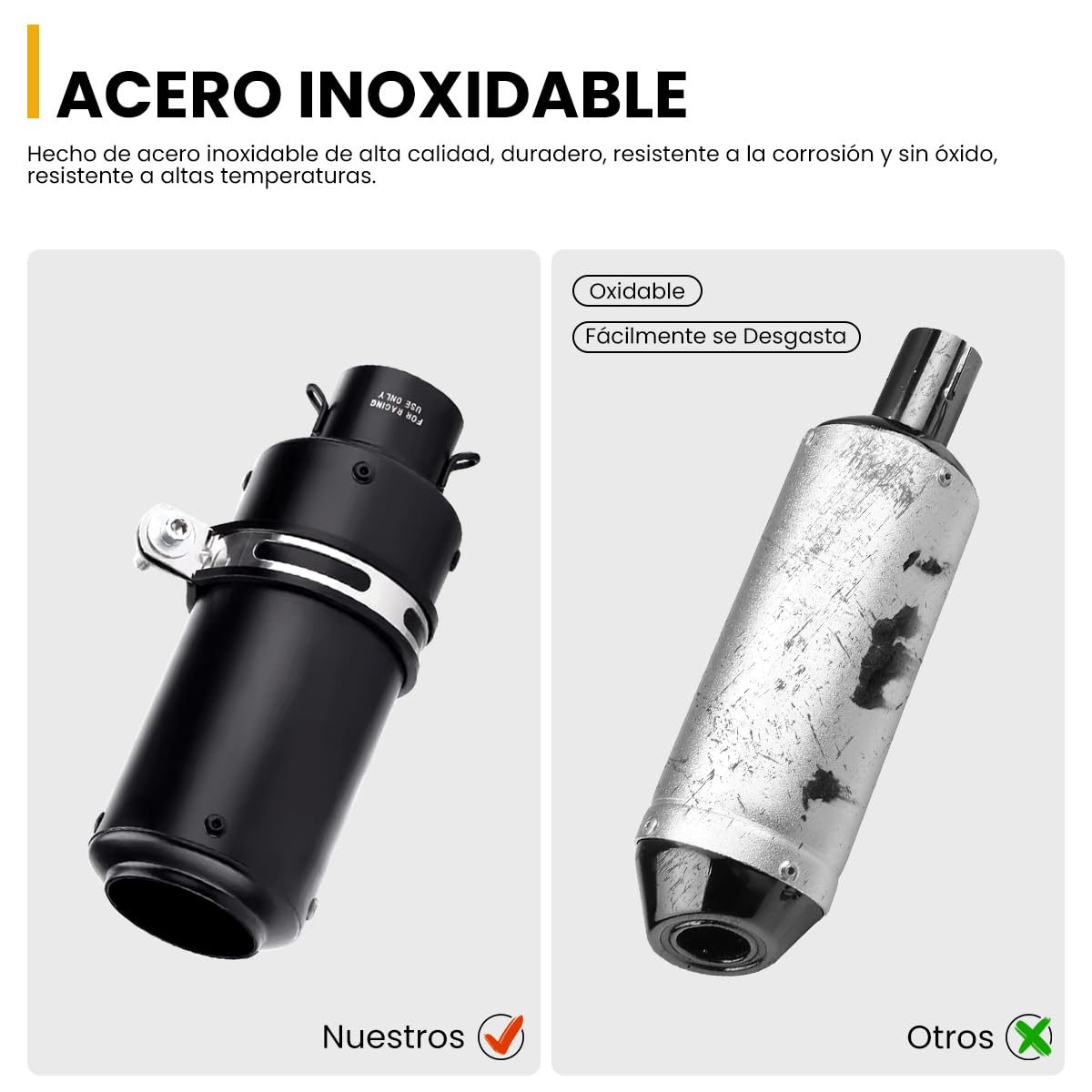 ANMIEN Escape para Moto - Escape para Motocicleta 38-51mm Universal con Silenciador, Tubo Redondo Negro Escape de Moto Deportivo para ATV, AN-YK-HS