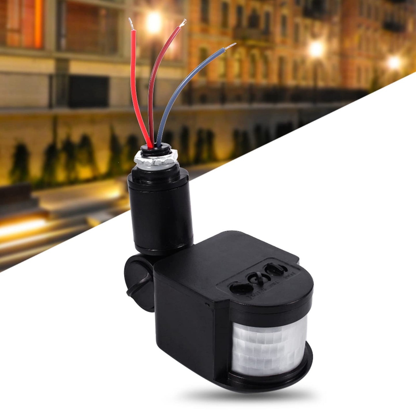 Detector de Movimiento PIR Sensor de Luz de Pared Infrarrojo Negro Exterior
