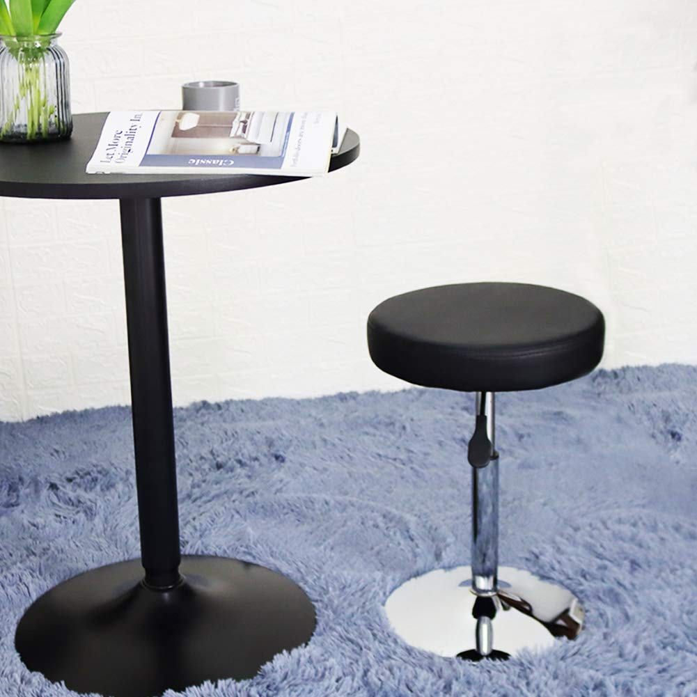 FURWOO - Taburete corto negro – Taburete giratorio de altura ajustable para oficina, spa, salón, manicura y tatuaje, pequeño
