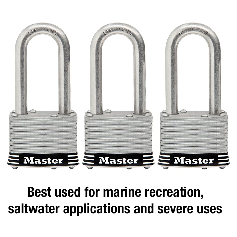 Candado de Acero Inoxidable Master Lock Exterior Llave Paquete de 3 Unidades