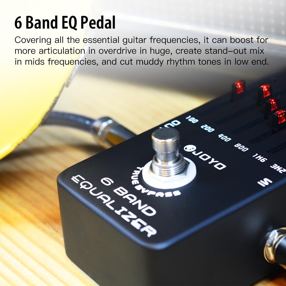 JOYO EQ - Ecualizador de guitarra eléctrica de 6 bandas (100 Hz, 200 Hz, 400 Hz, 800 Hz, 1,6 kHz, 3,2 kHz) proporciona ± 18 dB para cada banda (JF-11)