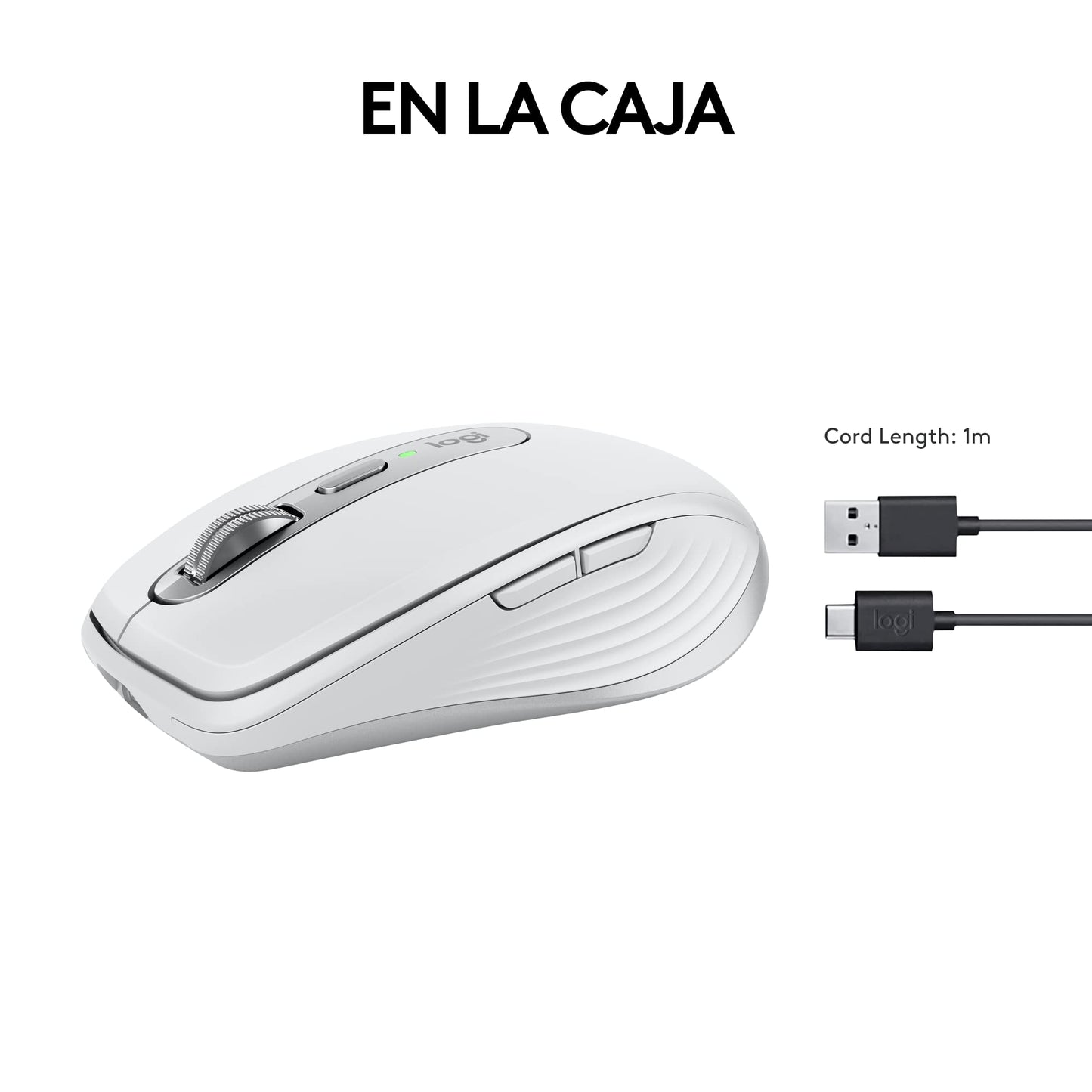 Logitech MX Anywhere 3S Compact Mouse inalámbrico, Desplazamiento Veloz en Todos Lados, dpi 8K, silencioso, Botones programables, USB C, Bluetooth, Windows PC, Linux, Chrome, Mac - Paleo Grey