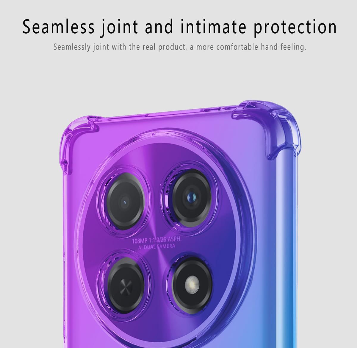 DABUNA Funda para Huawei Nova 13i / Nova 12i Case Uso Rudo,Transparente Colores Degradados Protectora de Cámara Anticaída Carcasa Bumper(Púrpura Azul)