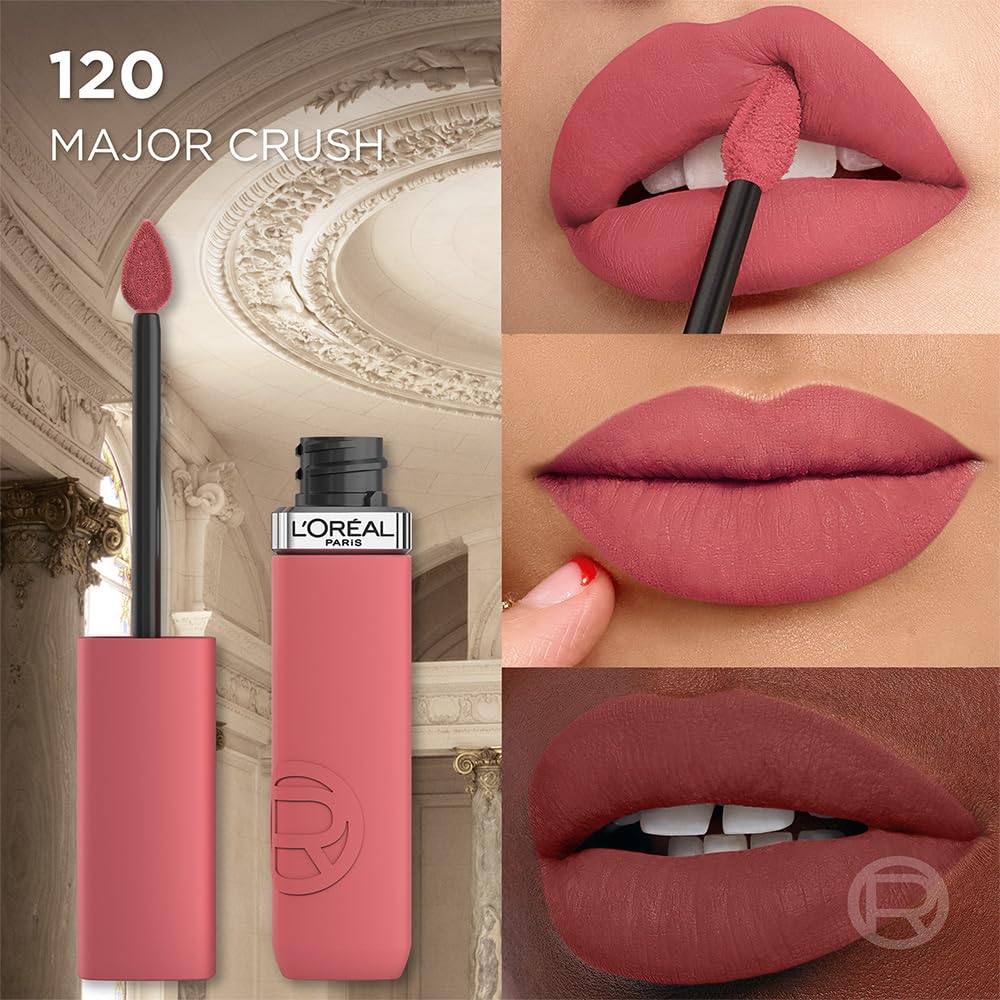 L'Oréal Paris, Infallible Le Matte Resistance, Labial Líquido Mate Larga Duración 16hr, Color Intenso con Ácido Hialurónico, Tono Major Crush 120, 5ml