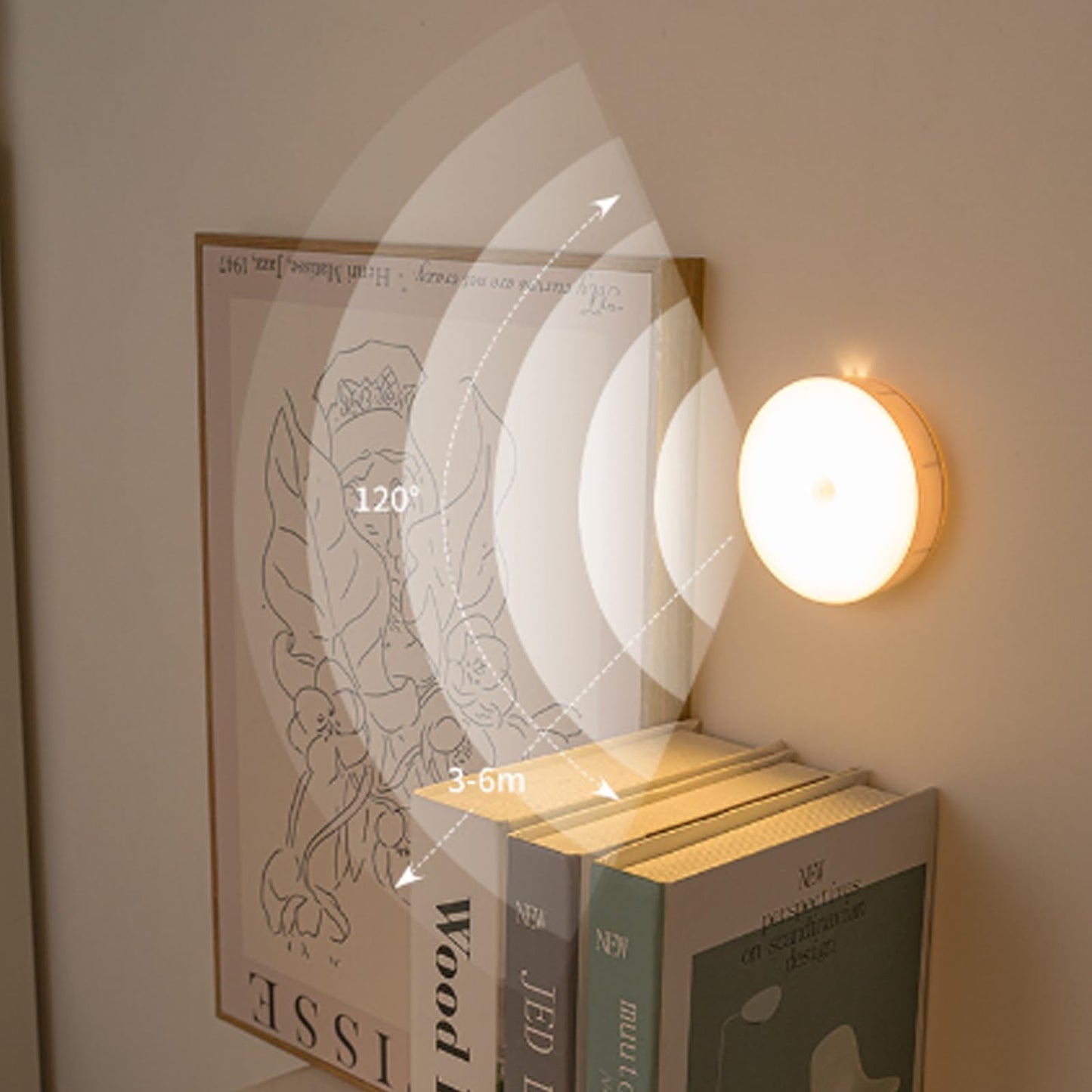 AZHU Luz led con Sensor de Movimiento, 4 Pz Lampara LED Recargable por USB Con Imán, Luces LED para Cocina, Escaleras, Sala, Closet, Estudio(Luz Blanco)