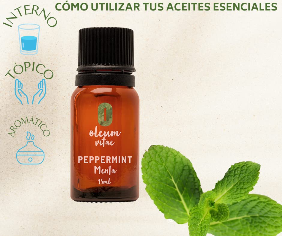 Aceite Esencial OLEUM VITAE Menta 100% Puro y Orgánico Certificado USDA ORGANIC 15ml