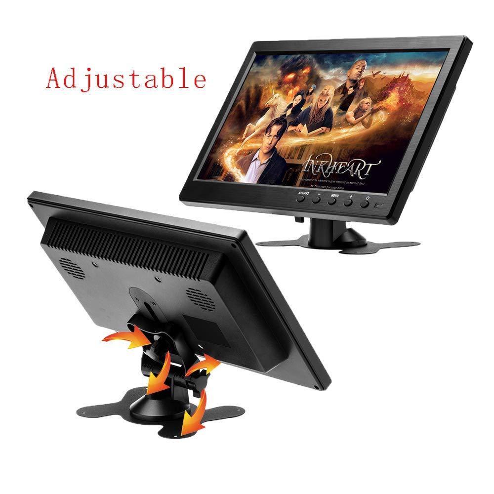 Hikity 10.1 Inch TFT LCD Monitor, HD 1024X600 Resolution BNC/AVI / VGA/HDMI Input, Compatible With PC, DVD, TV, Surveillance Camera