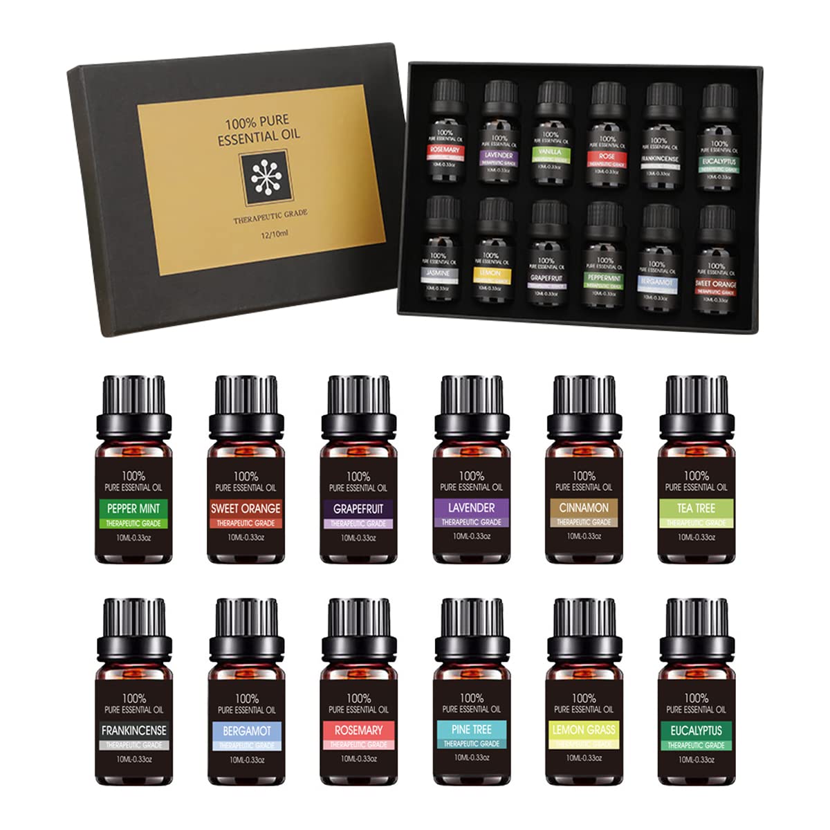 Aceites Esenciales VIDA4U 12 Piezas Naturales para Difusores y Humidificadores