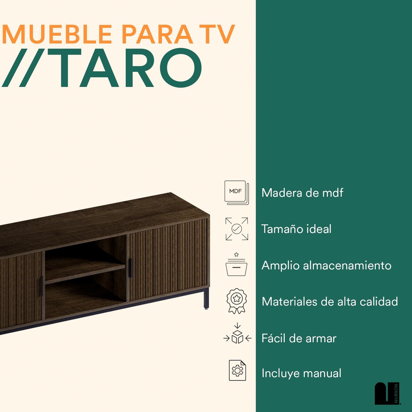 Mueble para TV MUBSON Gris 150x40 cm con 4 Compartimientos para Consolas o Bocinas