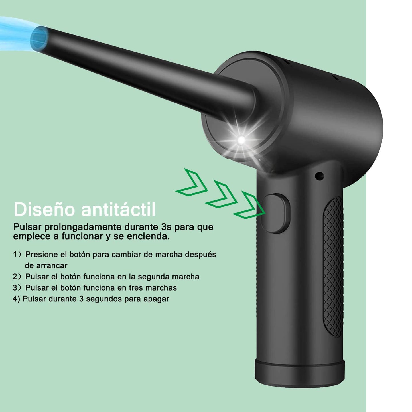 LKUWEE Aire Comprimido para PC - Reutilizable Aire Comprimido Plumero Electrico, 51000 RPM 3 Speeds 6000 mAh Sopladora de Aire, Soplador de Aire para la Limpieza de Huecos, Ordenador