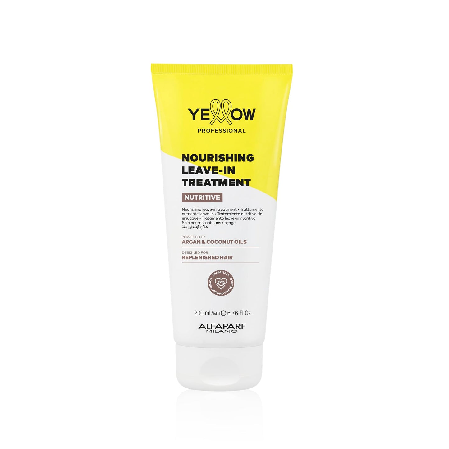 "Yellow Professional Nutritive Nourishing Leave-In Treatment 200 Ml - Tratamiento Nutritivo Sin Enjuague Para Cabellos Secos Potenciado Con Argan & Coconut Oils Concebido Para Cabello Rebosante" (Nuevo Modelo)