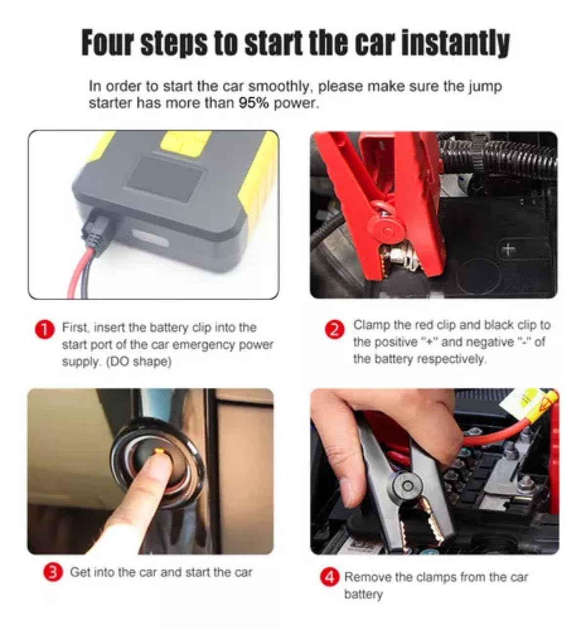 HSZSXJK 4000A 12V Arrancador de Batería de Coche con Compresor de Aire 150PSI, 29800mAh Arrancador Portátil de Batería, Apto para Motores de Gasolina y Diésel, con Pantalla 3,4 Pulgadas, luz LED