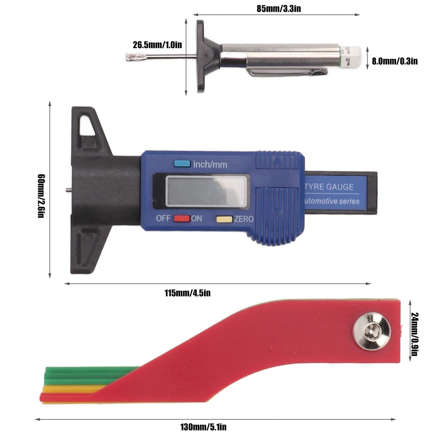 Medidor de Profundidad de Banda de Rodadura Digital Portátil para Freno de Camión y Coche