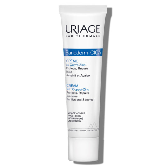 Uriage Bariederm-Cica Crema reparadora dermatológica multiusos 40ml- (pequeños cortes, quemaduras) para pieles dañadas con COBRE-ZINC y D-PANTENOL I Mejora la reparación de la piel. Para toda la familia I Sin perfume
