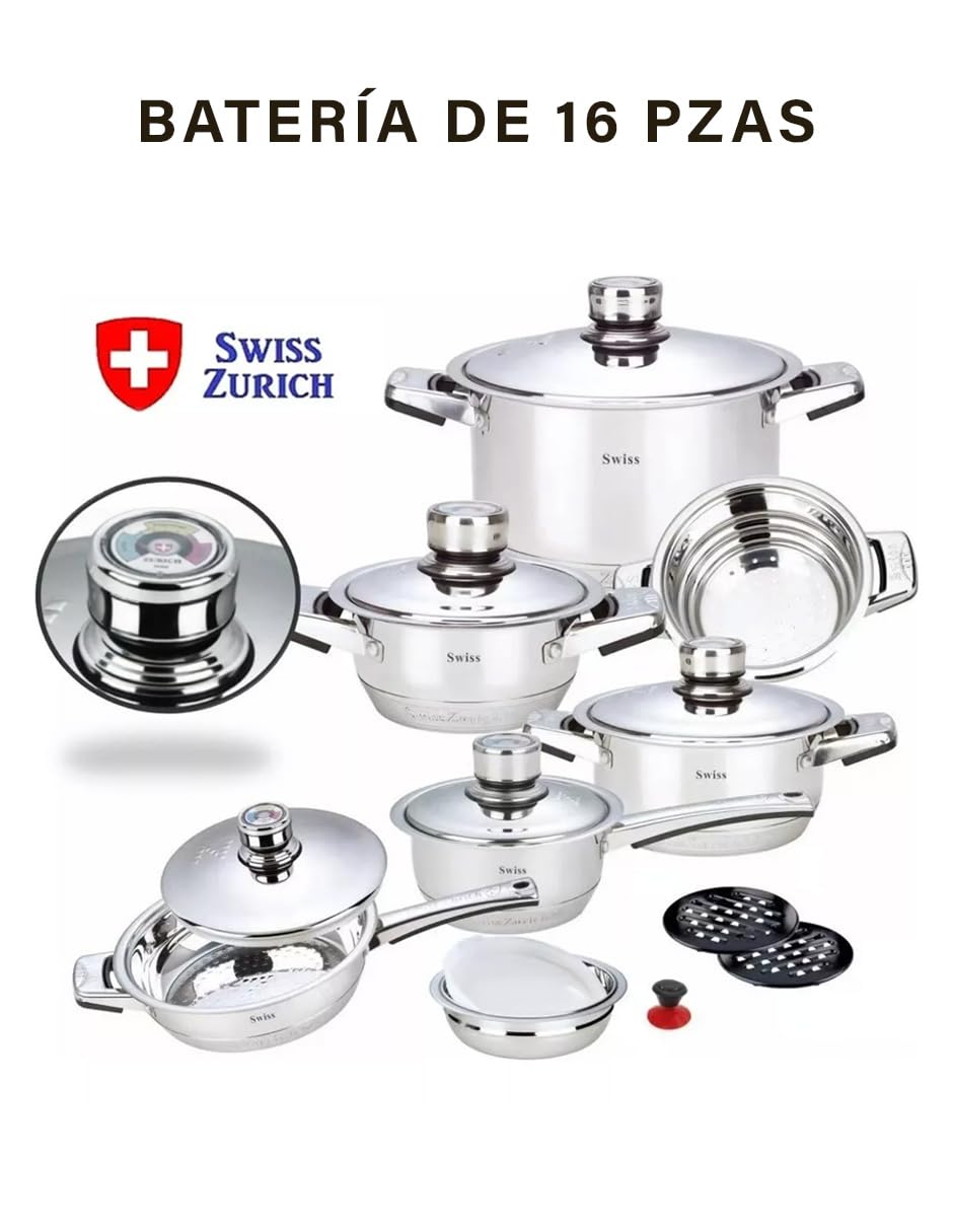 Batería de cocina de 16 Piezas de Acero Inoxidable Fondo Térmico