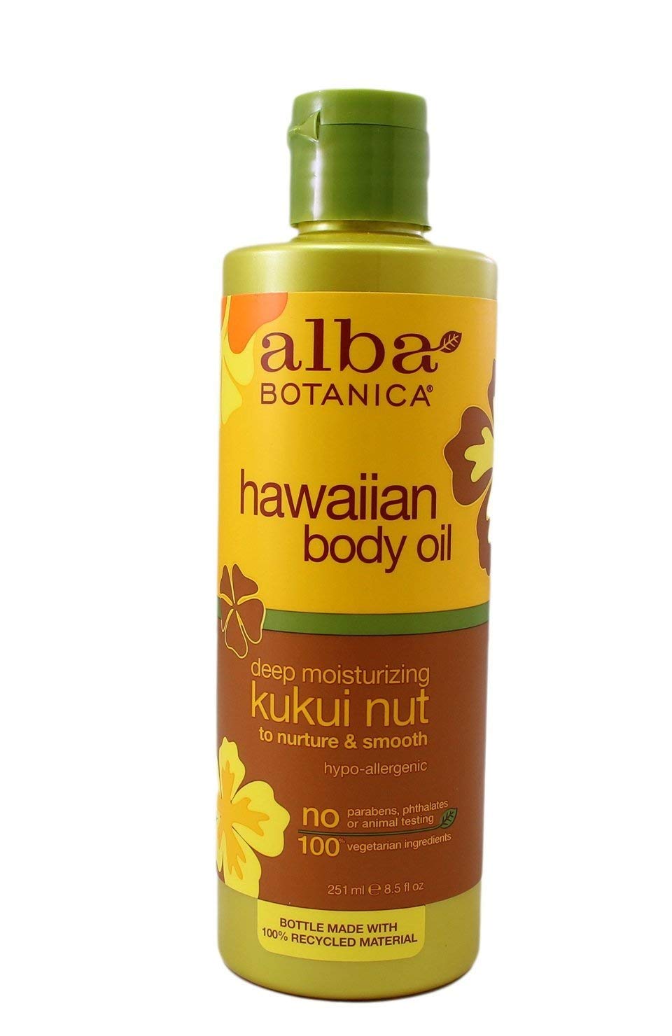 Pack de 2 Alba Botanica Hawaiian Body Oil de Kukui Nut 8.5 Onzas - Hidratación Profunda para la Piel seca - Aceite Corporal Natural de Hawaii