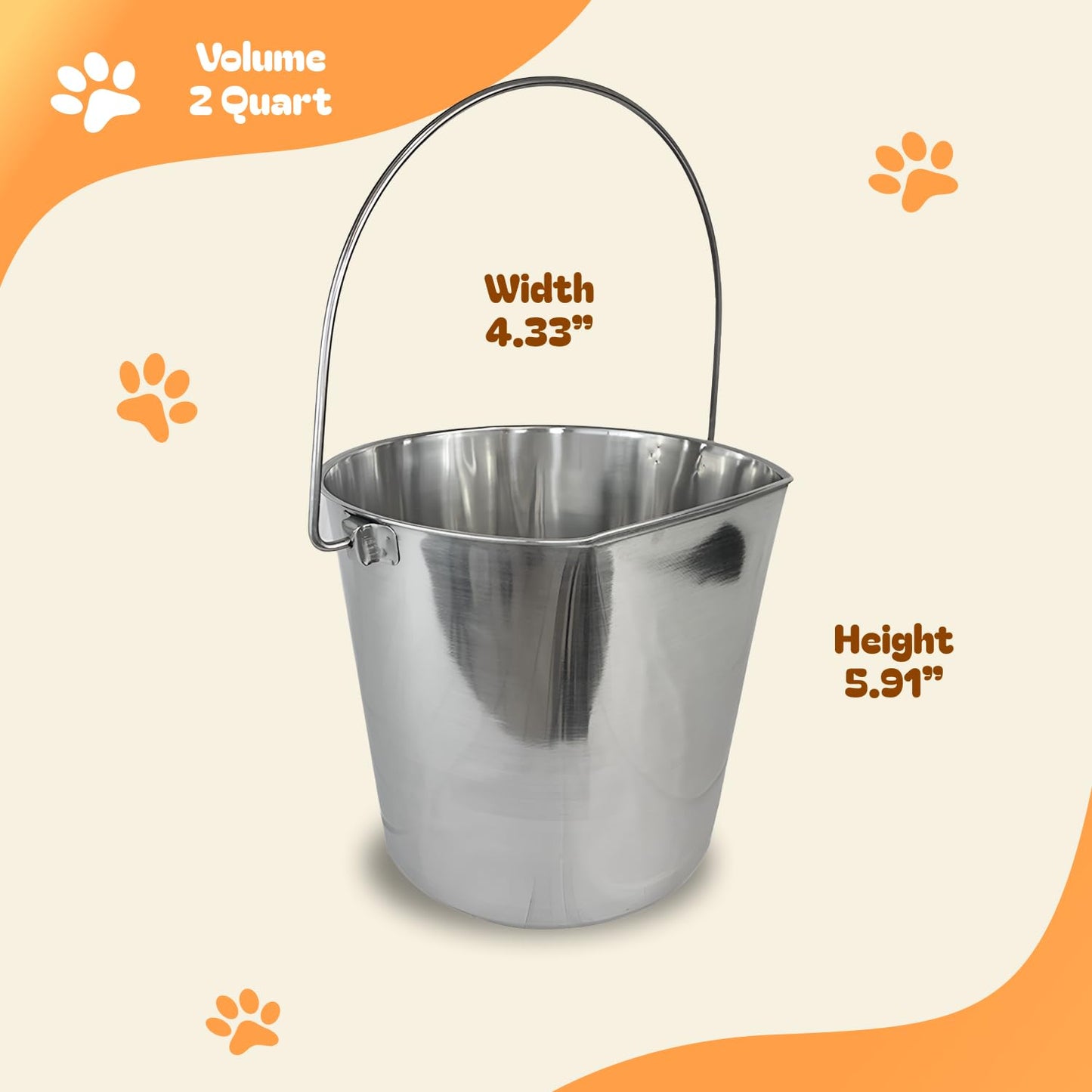 Advance Pet Products Cubo Plano de Acero Inoxidable Pesado, Plano de 2 Cuartos