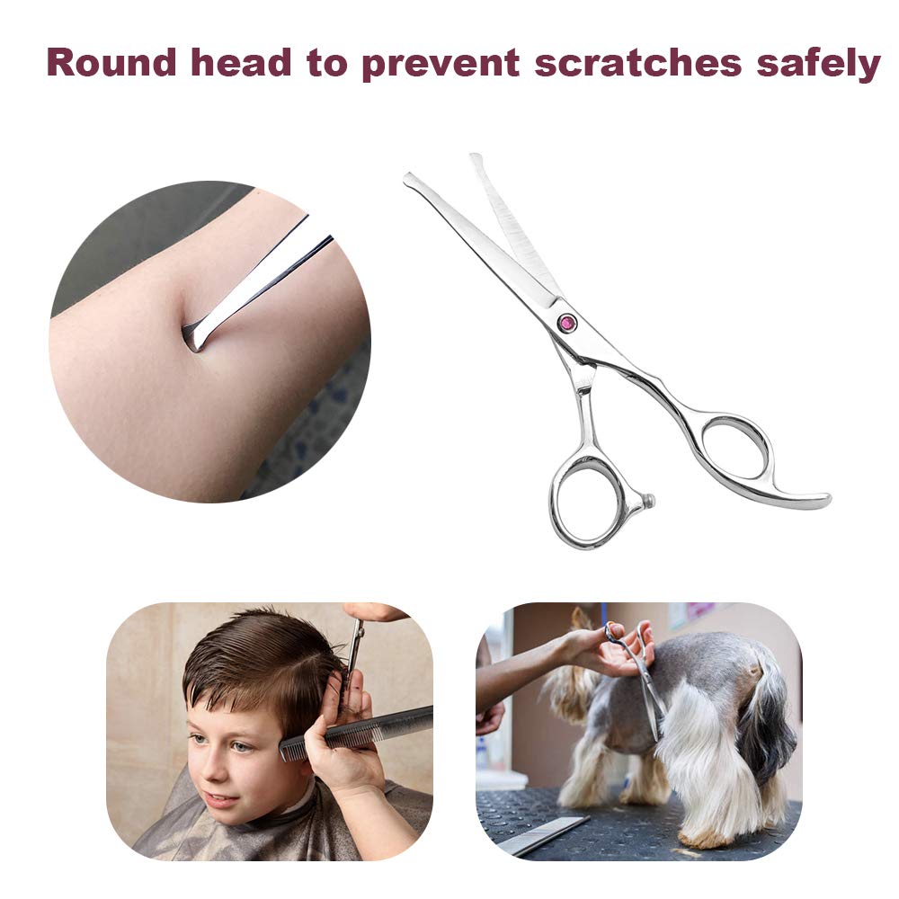 Juego de tijeras de corte de pelo para niños, profesional, 6.5 pulgadas, con cabeza redonda, kit de tijeras de corte de pelo con tijeras de corte, tijeras de adelgazamiento, juego de tijeras de