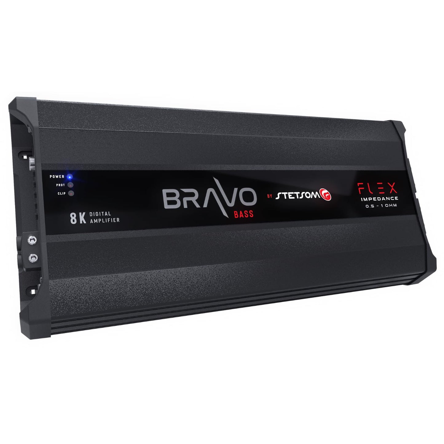 Amplificador de Audio Clase D Stetsom Bravo BASS Flex 8000 Vatios para Coche con Sistema de Impedancia Automática Monobloque Subwoofers