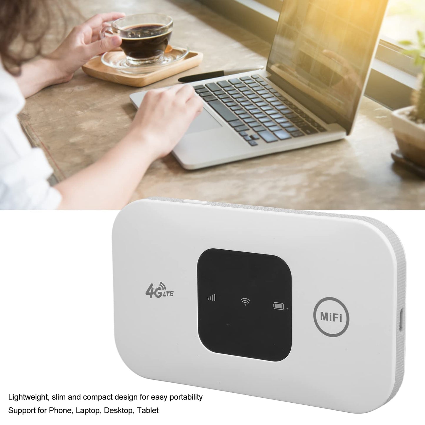 Zerone - WiFi Portátil de Alta Velocidad Portátil Pequeño 4G WiFi Móvil Hotspot Router para Teléfono Laptop Desktop Tablet White