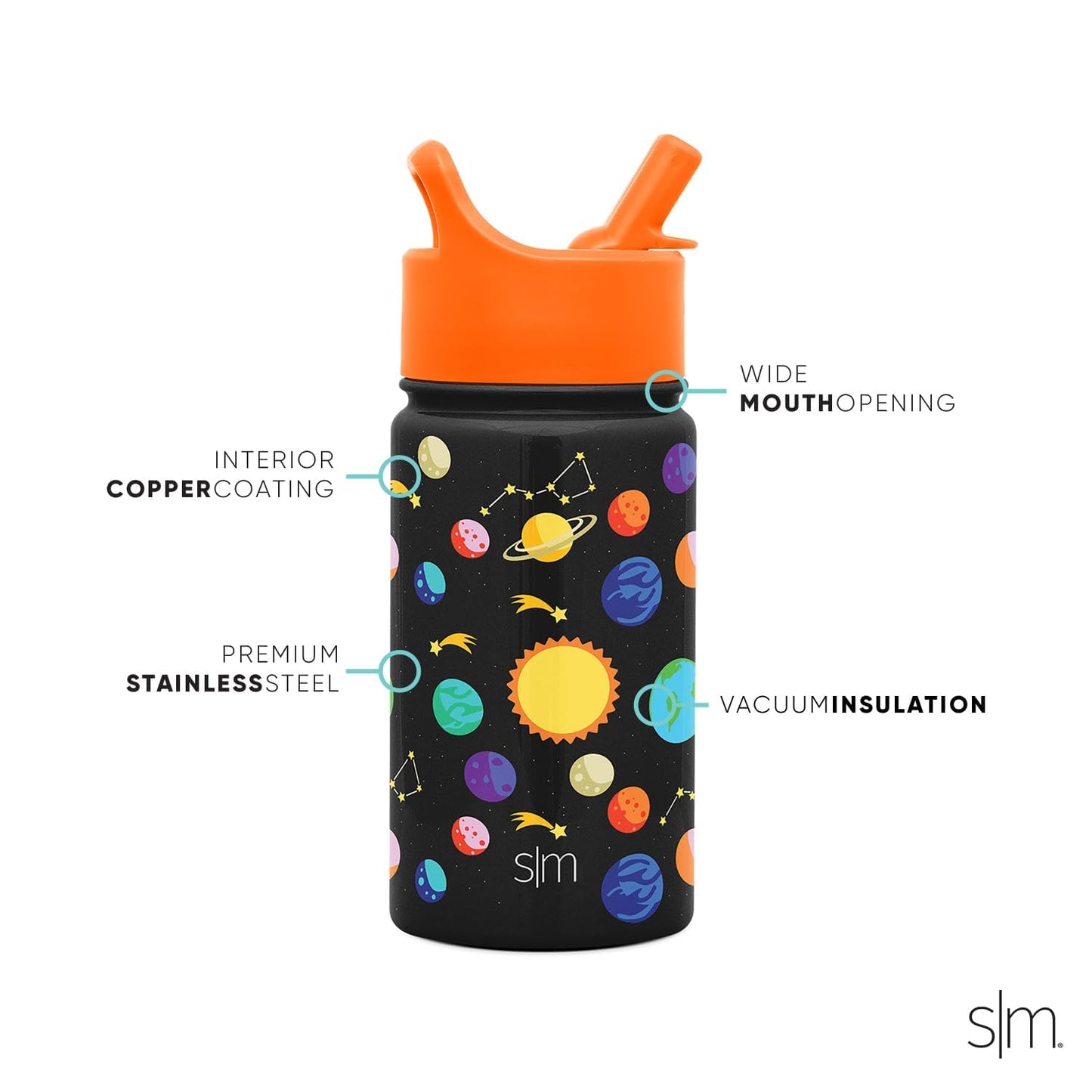 Botella de Agua Simple Modern Solar System con Tapa de Pajilla para Niños