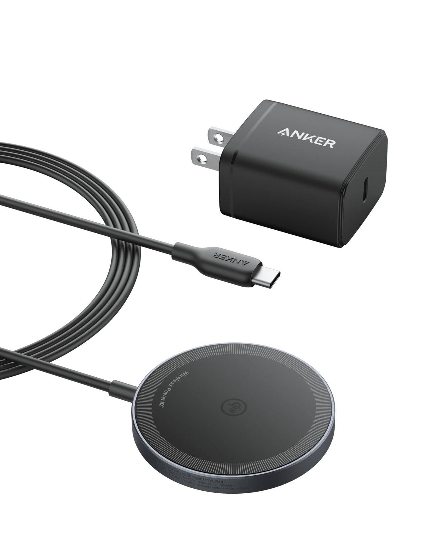 Anker MagGo Cargador Inalámbrico iphone,Base de Carga Inalámbrica y Magnética,Ultrarápida 15W Qi2 Certificado Compatible con MagSafe,para iPhone 15/15 Plus/15 Pro/15 Pro Max/14/13 Series (Sin Enchufe)