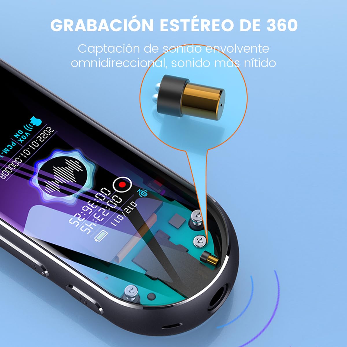 LENGSIDA Grabadora de Voz Digital Inteligente de 64 GB con Reproducción, Grabadora de Audio para Conferencias, Reuniones, Dispositivo de Grabación de Sonido, Dictáfono con Lector de Tarjeta