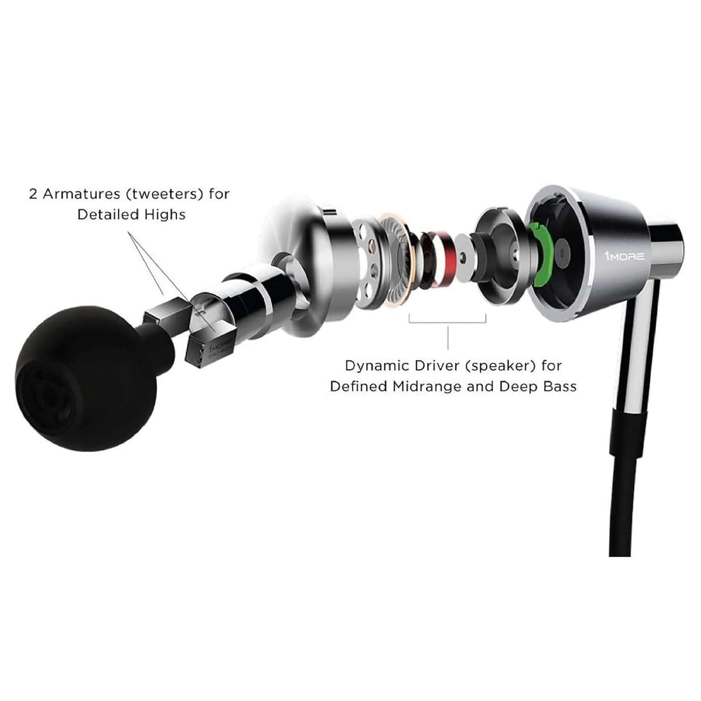 1MORE - Auriculares in-ear de alta resolución, Triple Conductor, Plateado, Triple Driver In-Ear