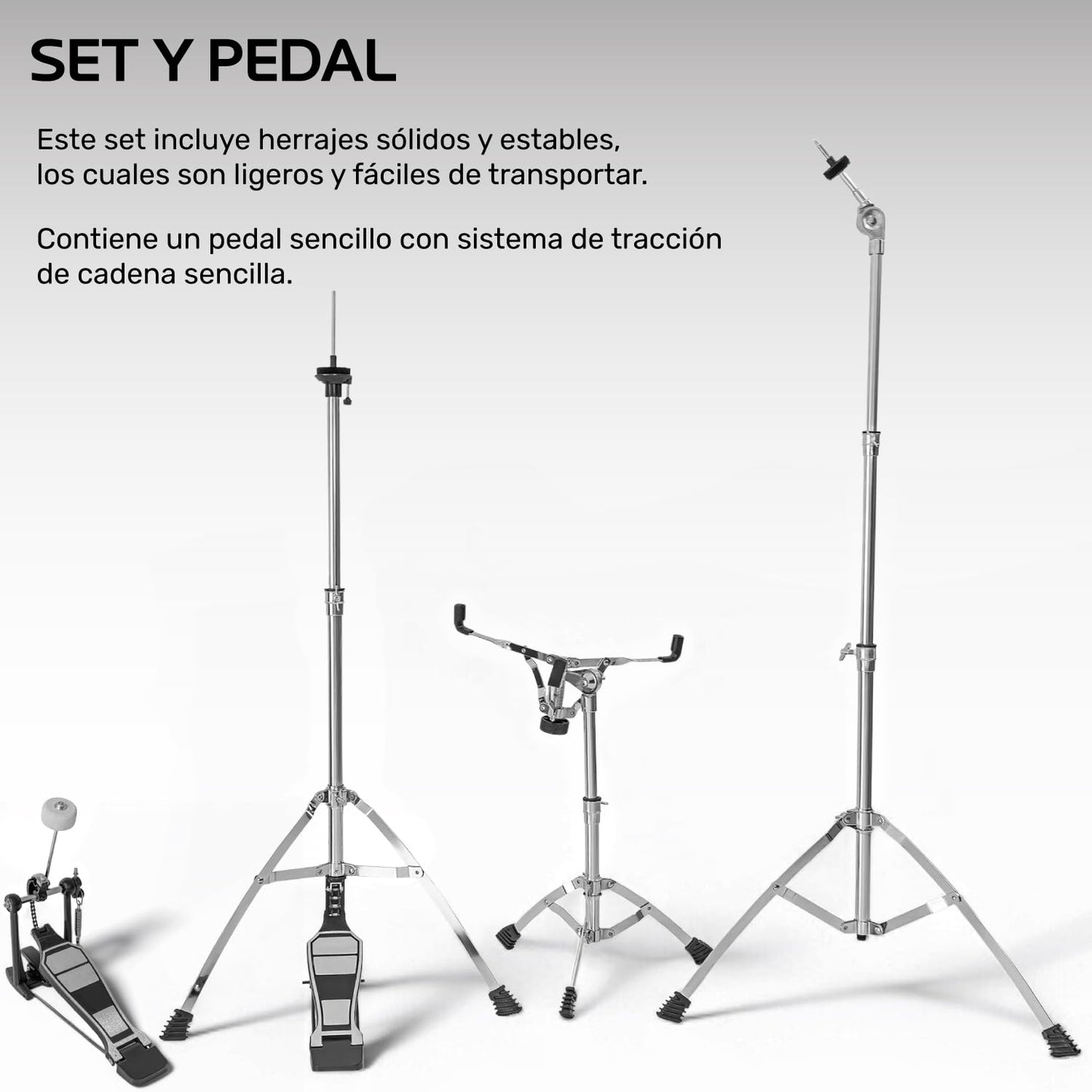 AUDIOTEK Bateria Acustica 5 Piezas Completo Platillos Atriles Bombo 23 Pulgadas Toms Redoblante Tambor de Piso Baquetas Incluidas Kit Musical Semi Profesional para Principiantes y Adultos (Rojo)