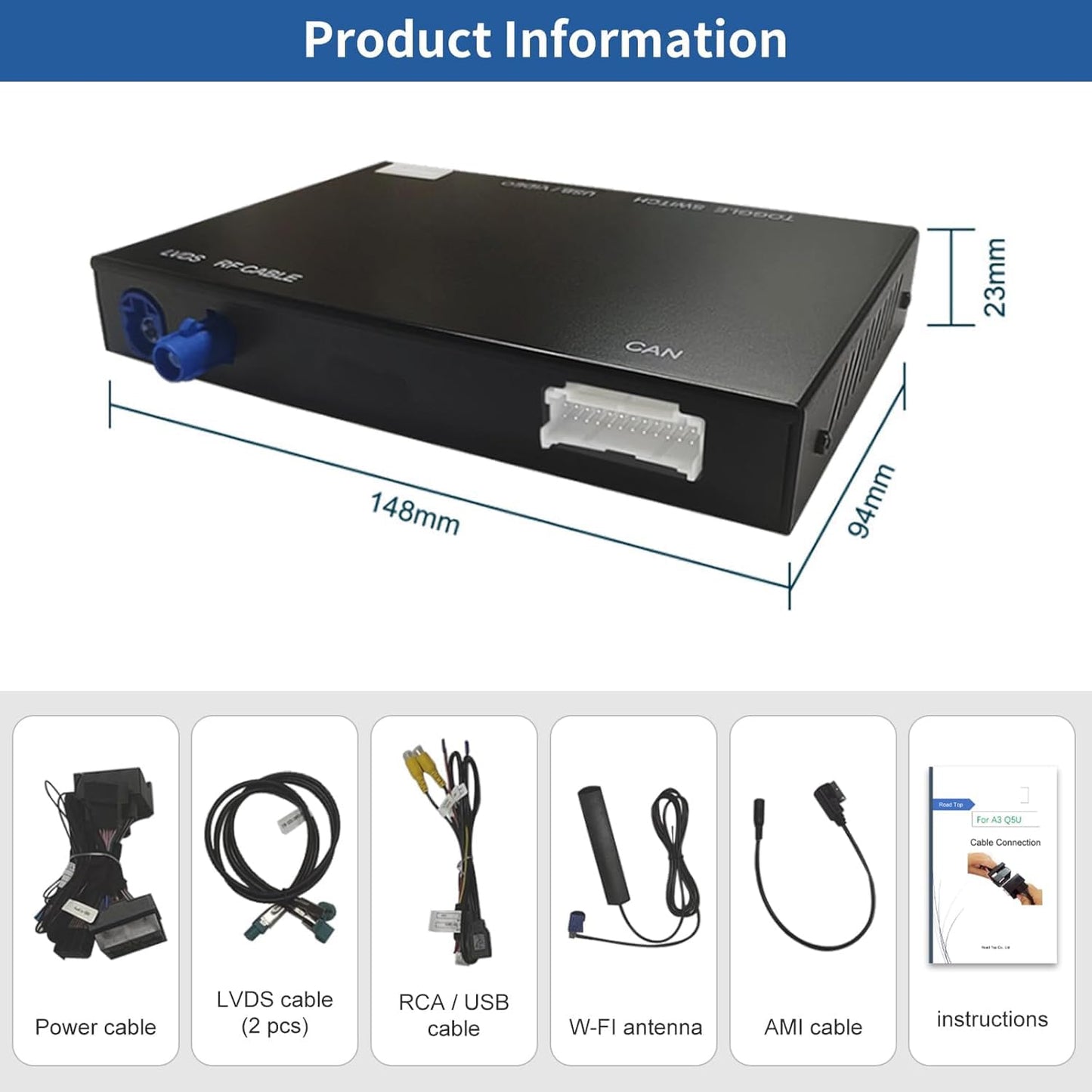 Road Top CarPlay Retrofit Kit para Audi A4 A5 S4 S5 RS4 RS5 Q5 con 3G MMI