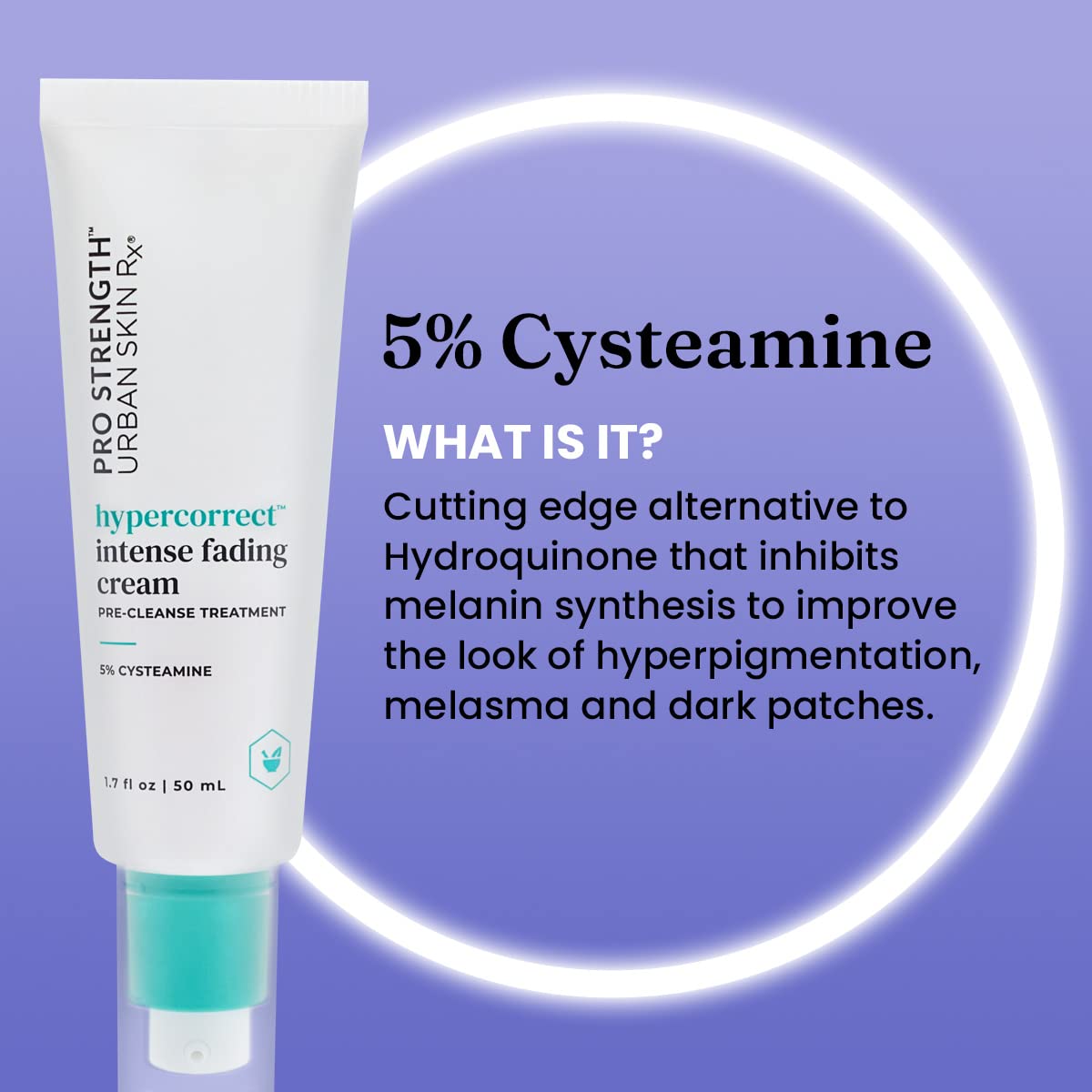 Urban Skin Rx- Crema aclarante HyperCorrect | 5% de cisteamina y 1% de niacinamida | Para cicatrices y tono de piel desigual, 1,7 fl.