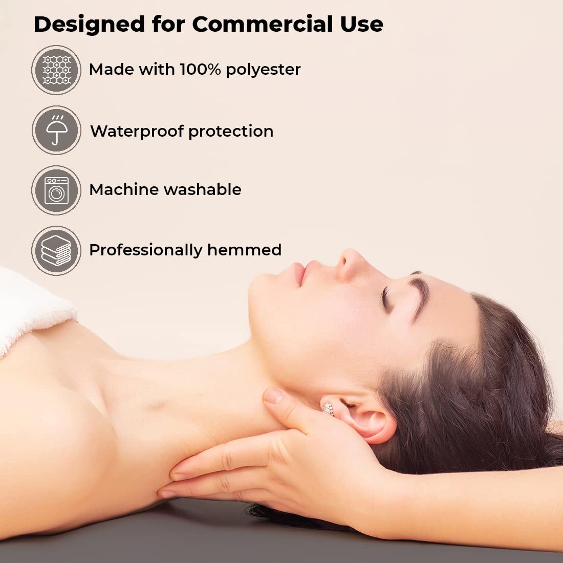 ForPro Waterproof SPA Treatment Massage Sheet Set for Massage Tables, Machine-Washable, Includes Fitted Sheet and Face Rest Cover, Cool Grey