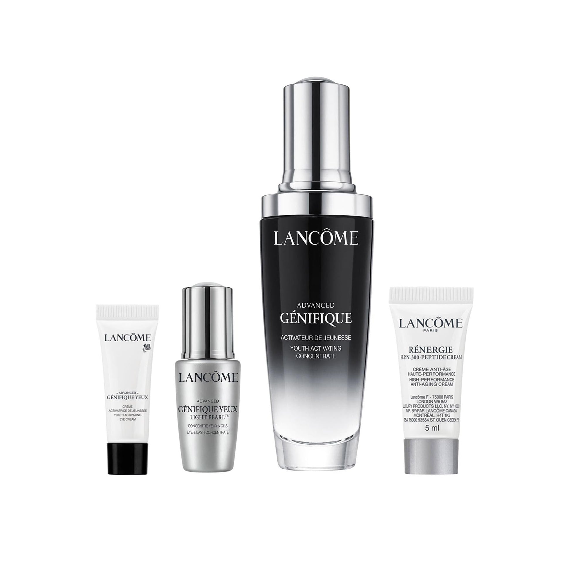 Lancôme, Advanced Génifique, Set de Regalo, Suero Advanced Génifique 50 ml + Crema Génifique Para Contorno de Ojos 3 ml + Suero Para Contorno de Ojos Advanced Génifique Yeux Light Pearl 5 ml + Crema de Rostro Rénergie H.P.N. 300 Peptide 5 ml, 4 Piezas