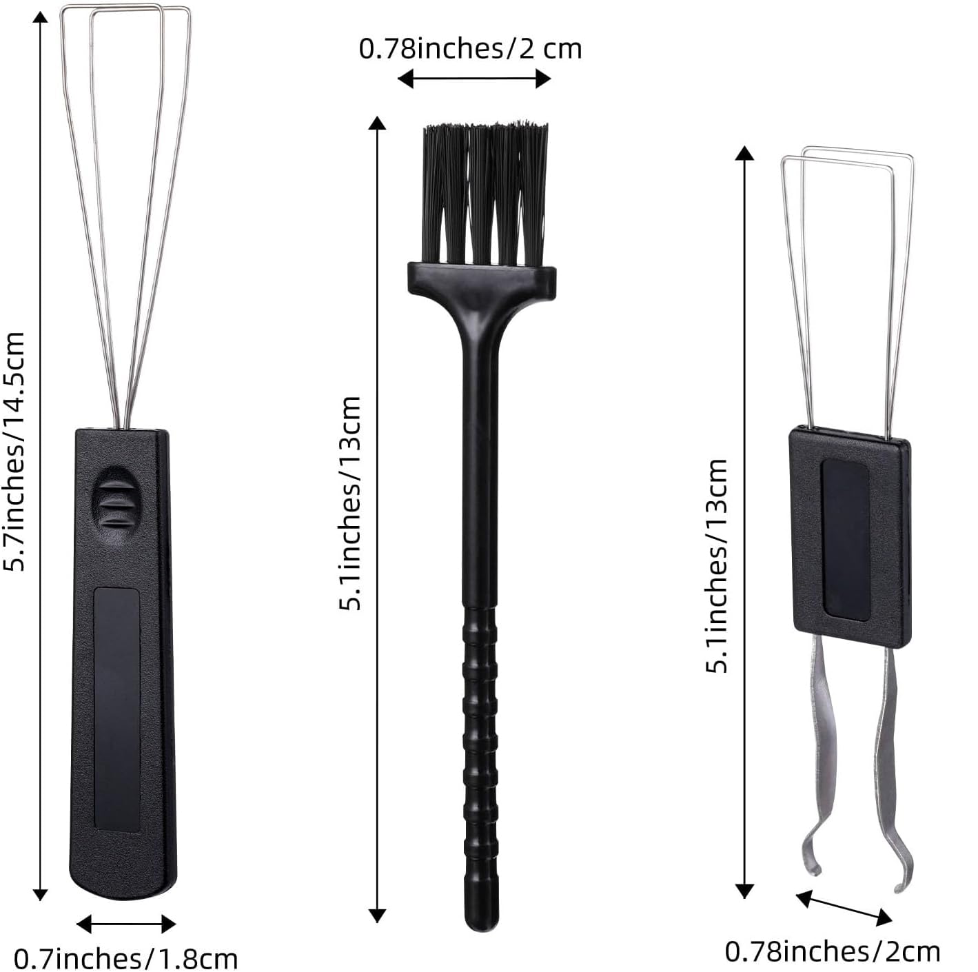 3PCS Extractores de Teclado, Cepillo de Limpieza de Teclado, Extractor de Teclado de Acero Inoxidable, Extractor de Teclado de Ordenador y Herramienta de Limpieza de Teclado (Negro)