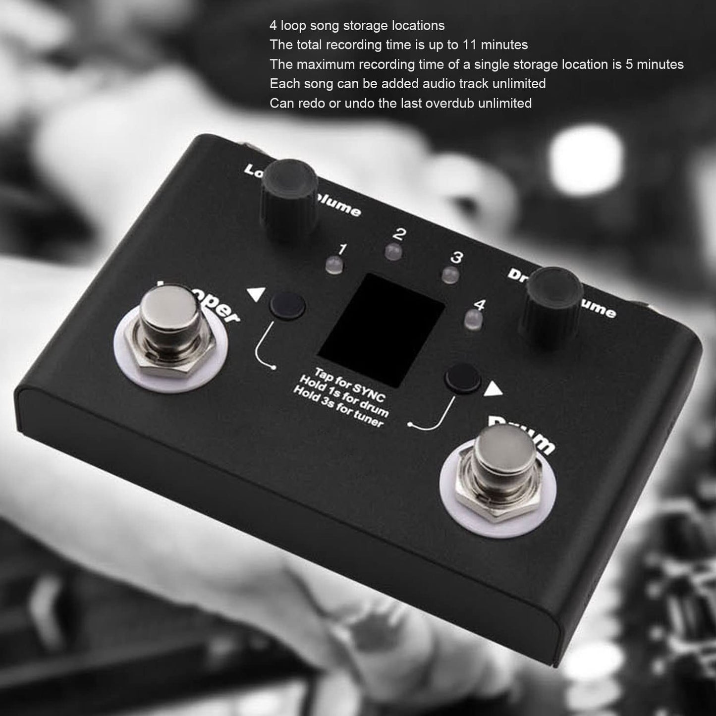 Efecto de bucle, caja de ritmos Looper Pedal Sensible Afinación precisa Metal Alta resistencia para equipos de audio