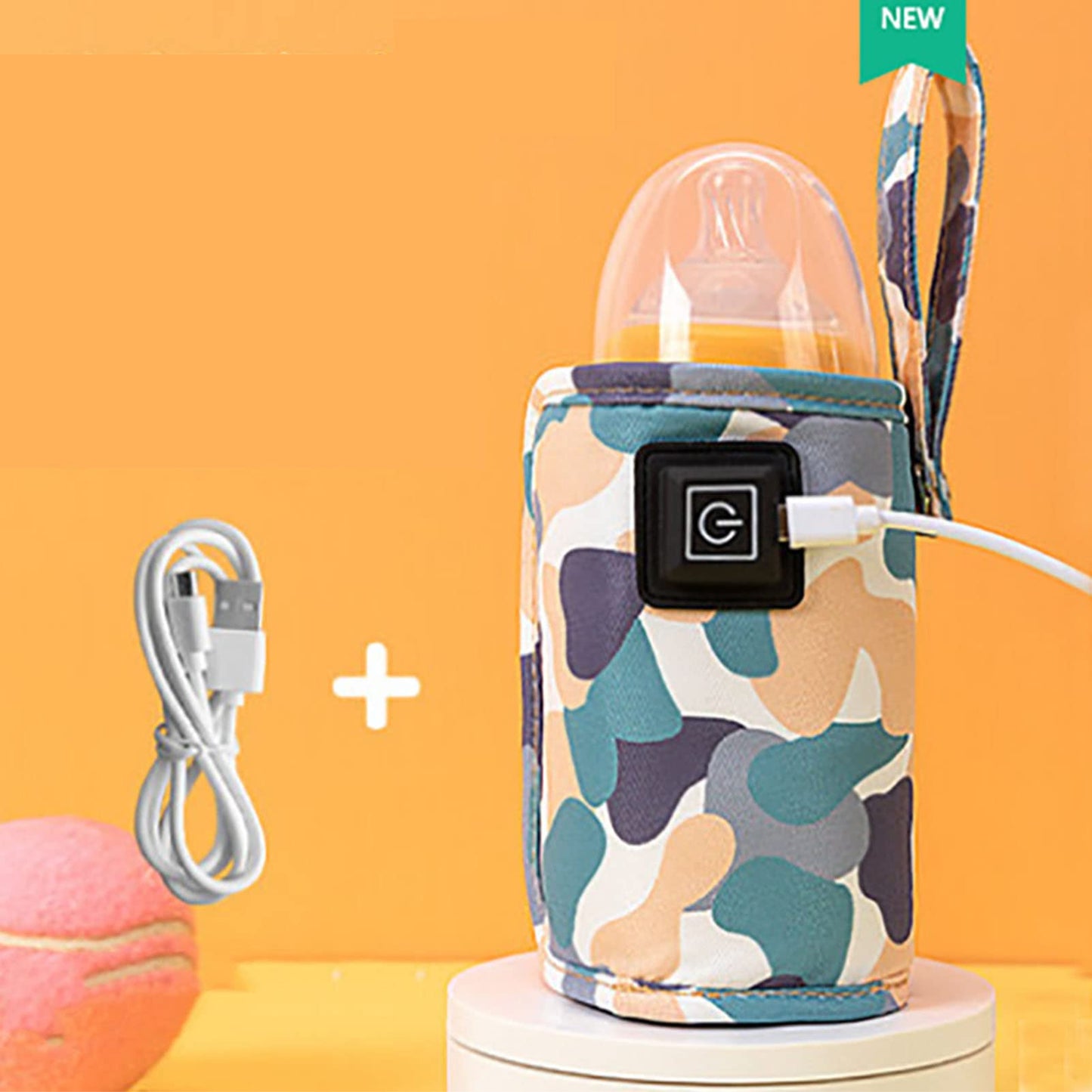 Bolsa térmica para biberones de bebé, con USB, tamaño ajustable, portátil, para exteriores, 5 V, 2 A (blanco)