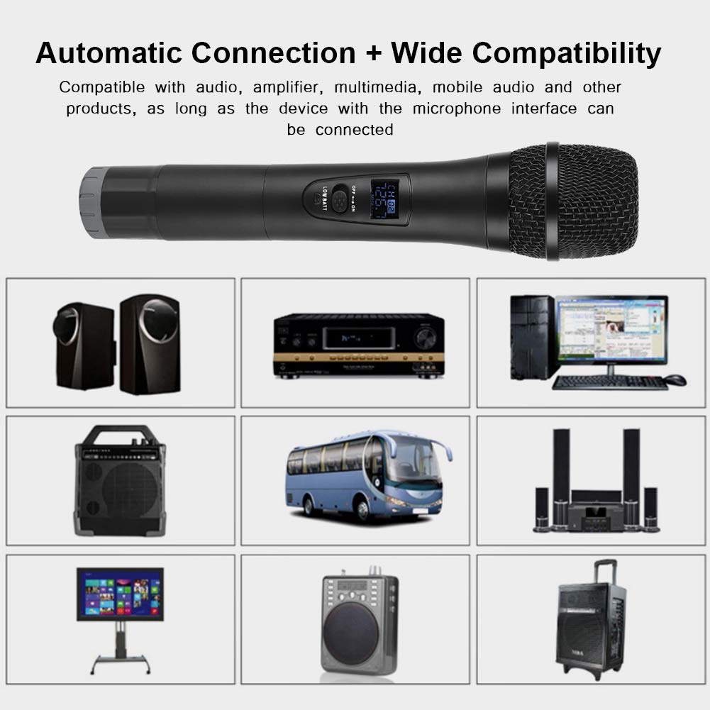 Micrófono Inalámbrico Portátil E8 Negro con Receptor Universal VHF para Canto y Reuniones