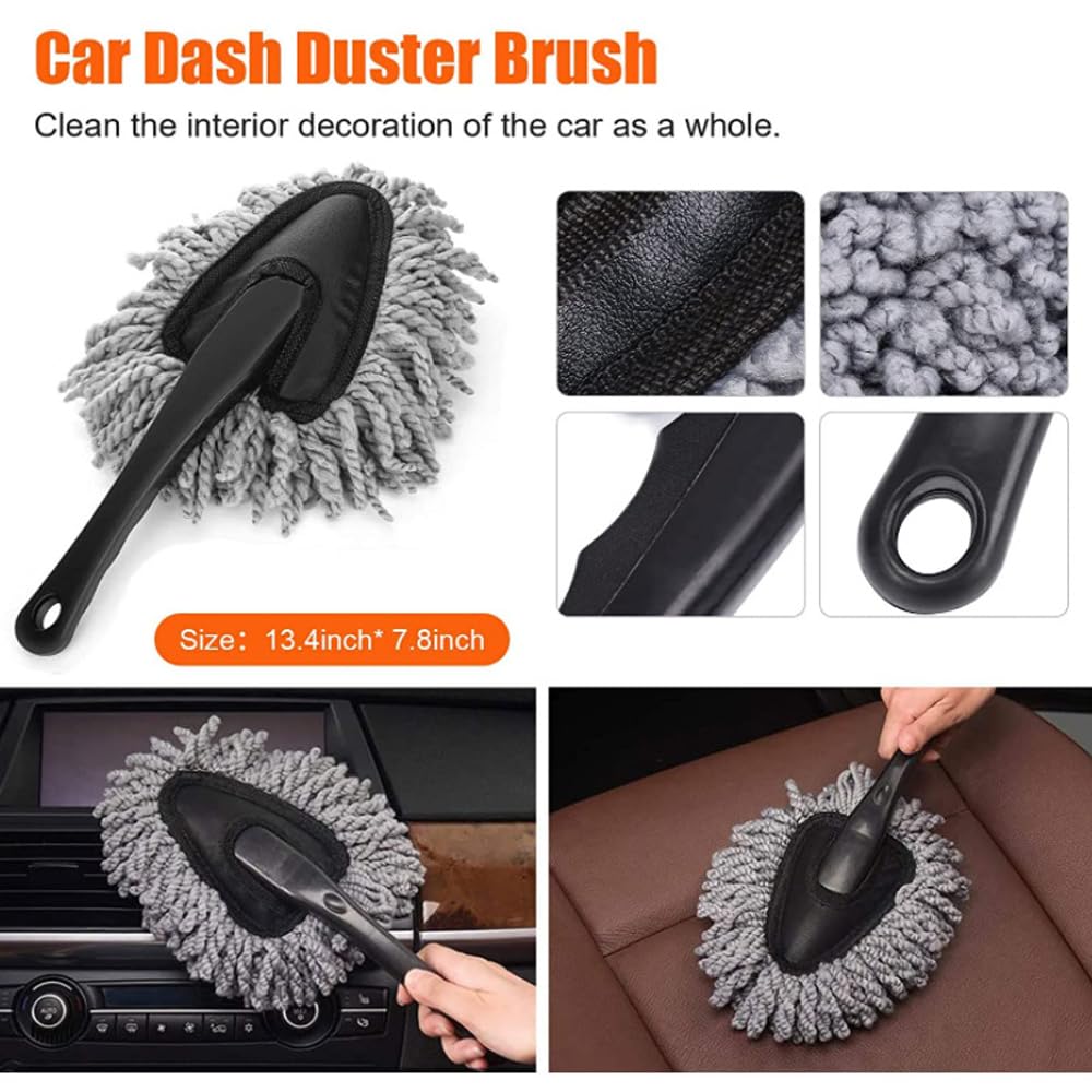 Feiniao Kit de Limpieza para Auto, Kit de herramientas automotriz de limpieza para lavado de autos de 9 piezas, cepillo para detalles de automóvil cepillo para lavar carros con bolsa de almacenamiento