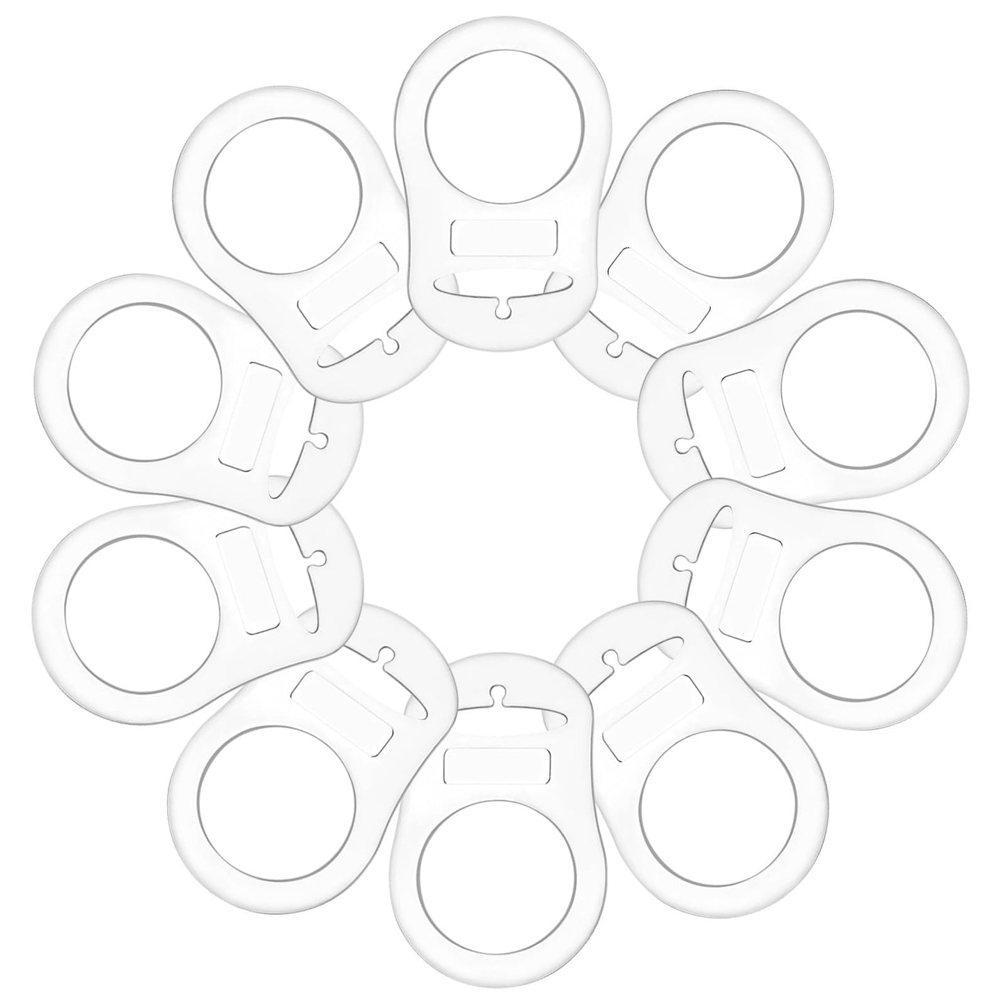 FENICAL - 10 anillos adaptadores de silicona para chupete y clip compatibles con MAM (suave y transparente)